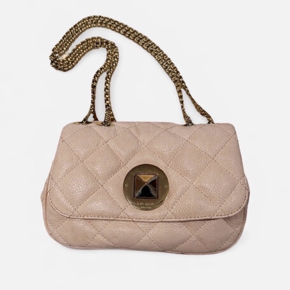 Kate Spade Quilted Rose Crossbody Bag with Gold Chain